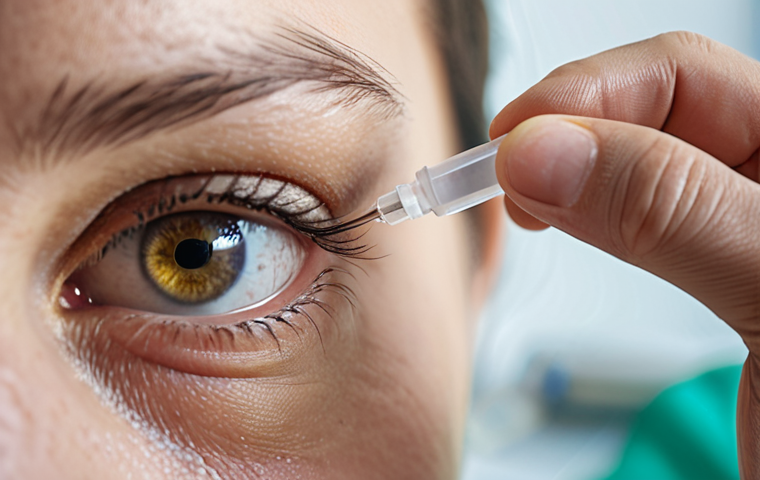 **

Prompt: Close-up of an eye undergoing an anti-VEGF injection. Emphasize the medical setting, with sterile equipment and a doctor's hand gently administering the treatment. A subtle background showing blurred vision, gradually clearing up. Focus on hope and medical precision.

**