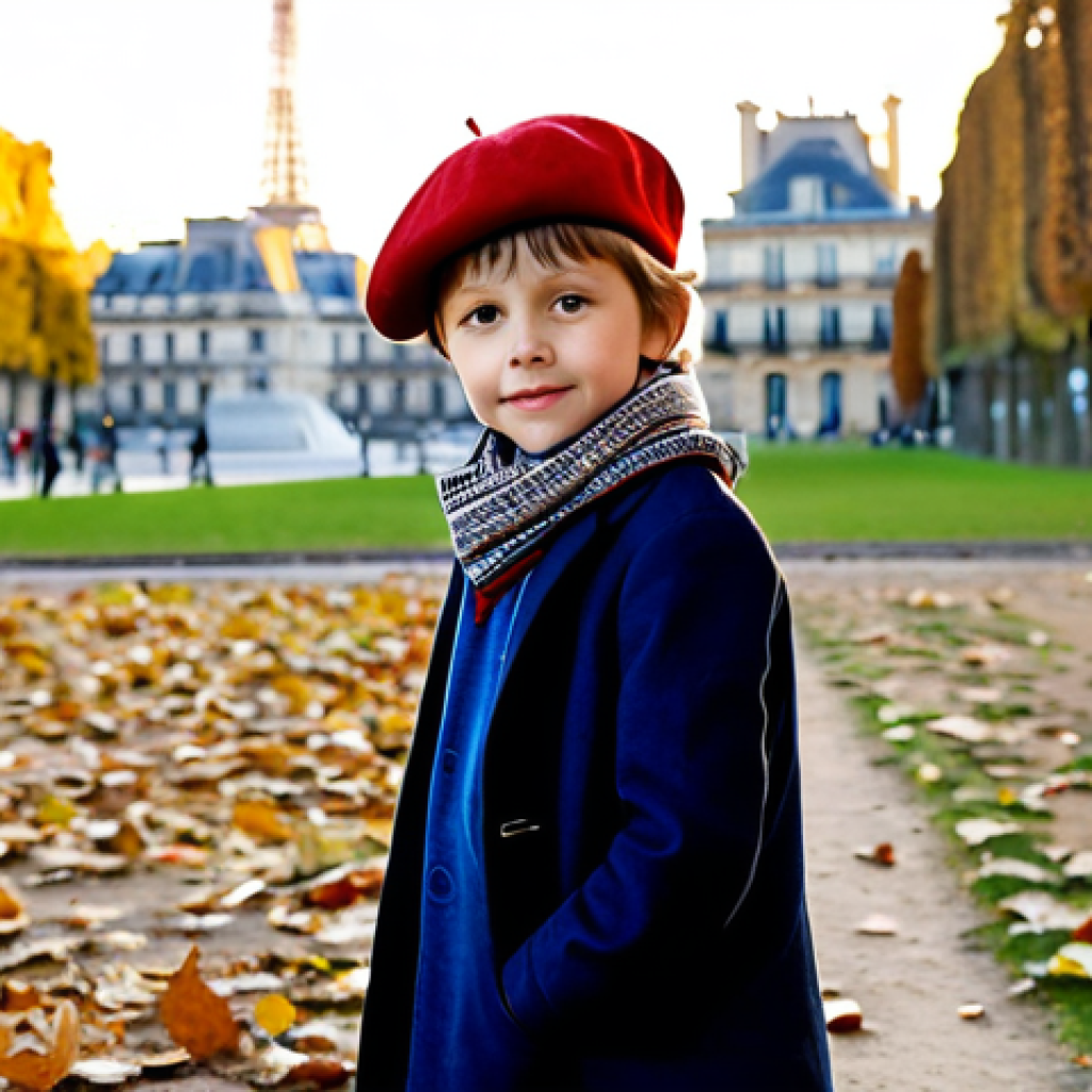 근시 진행 억제 방법 - Child Outdoors in Paris**
A young French child, about 8 years old, fully clothed in a stylish fall ...