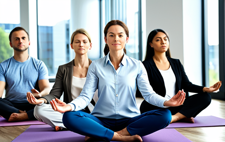 눈물샘 관리 방법 - Emotional Well-being in the Workplace**
"A diverse group of professionals in a modern, bright offic...