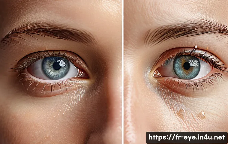 눈물샘 이상 증상 - A detailed anatomical illustration of the human eye focusing on the lacrimal glands and tear ducts, ...